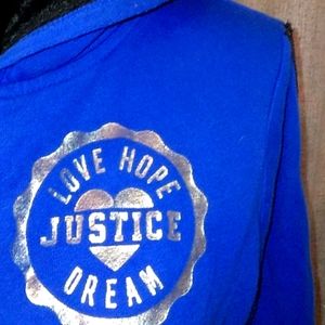 Blue Justice Jacket With Fur Hood